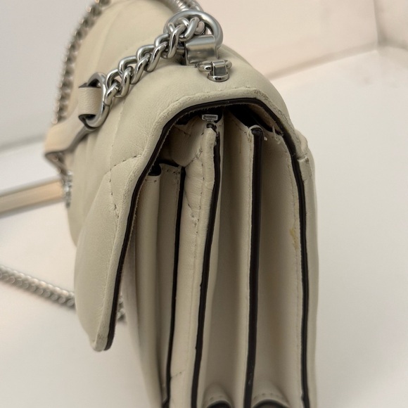 Coach Mini Klare Quilted Crossbody Bag Chalk Leather Silver Chain - Picture 5 of 8